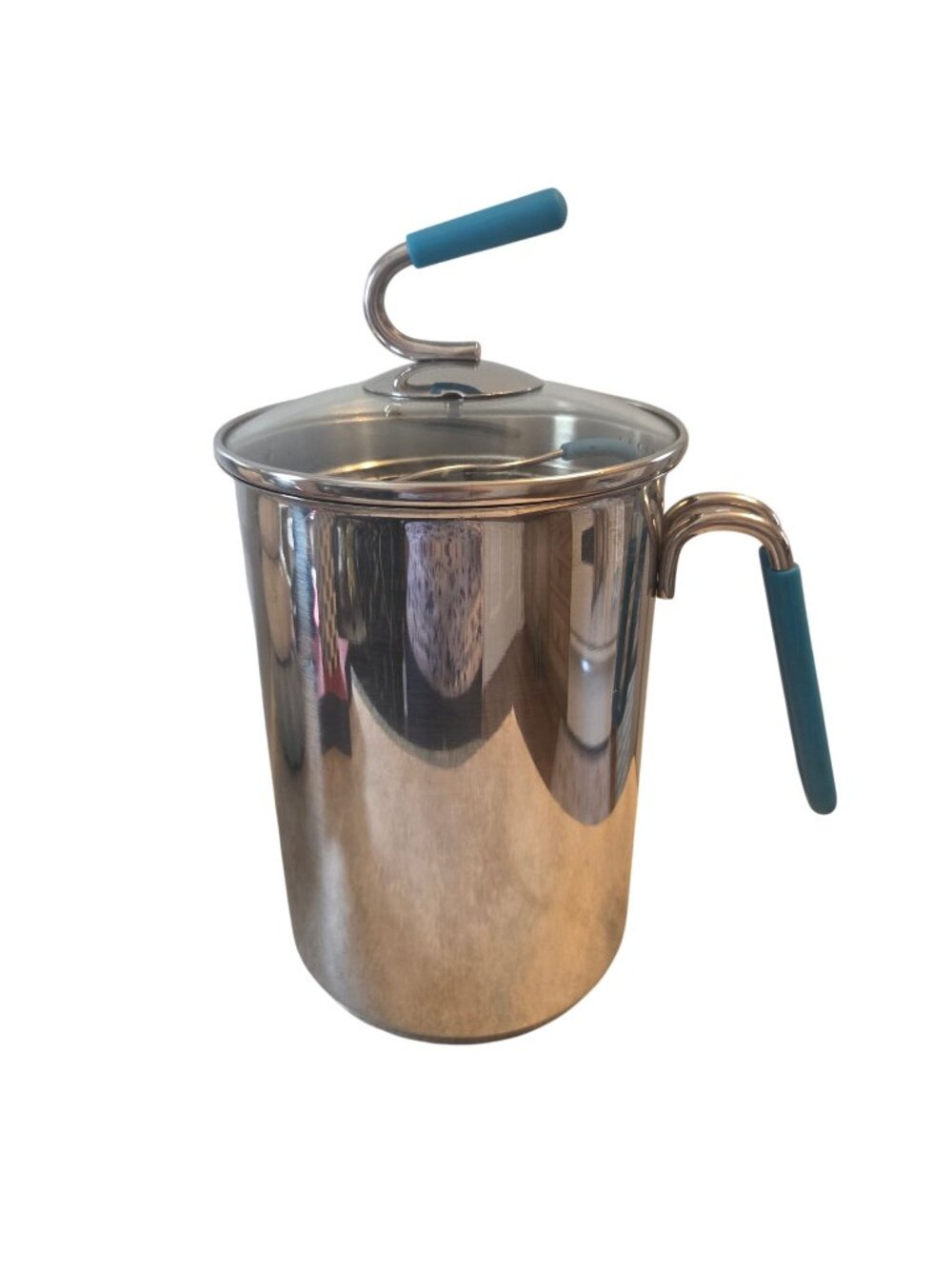 Kuhn Rikon Stainless Steel Pot with Basket & Lid 4th Burner 18/10 Steel Blue